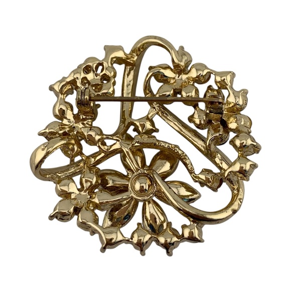 CORO HONORE PASTEL FLORAL BROOCH BY ADOLF KATZ Gold tone Multicolor VTG 1950s 2" - Picture 8 of 11